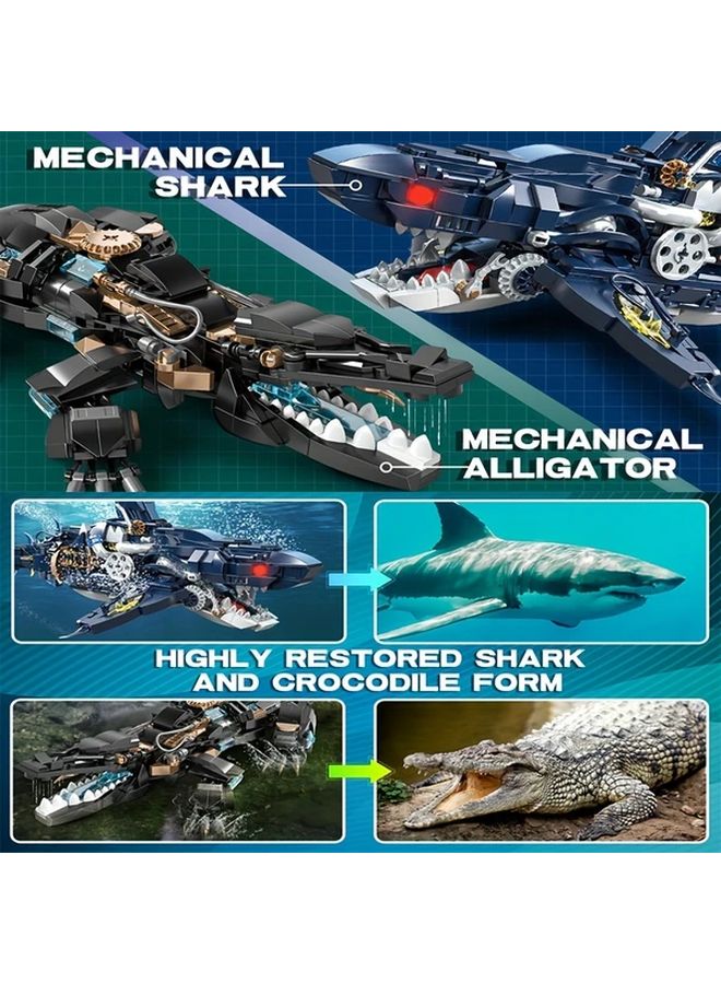JQ40002 641P Mechanical Shark Crocodile Building Blocks Set 1225 Pcs Ocean Animal Model - Image 5